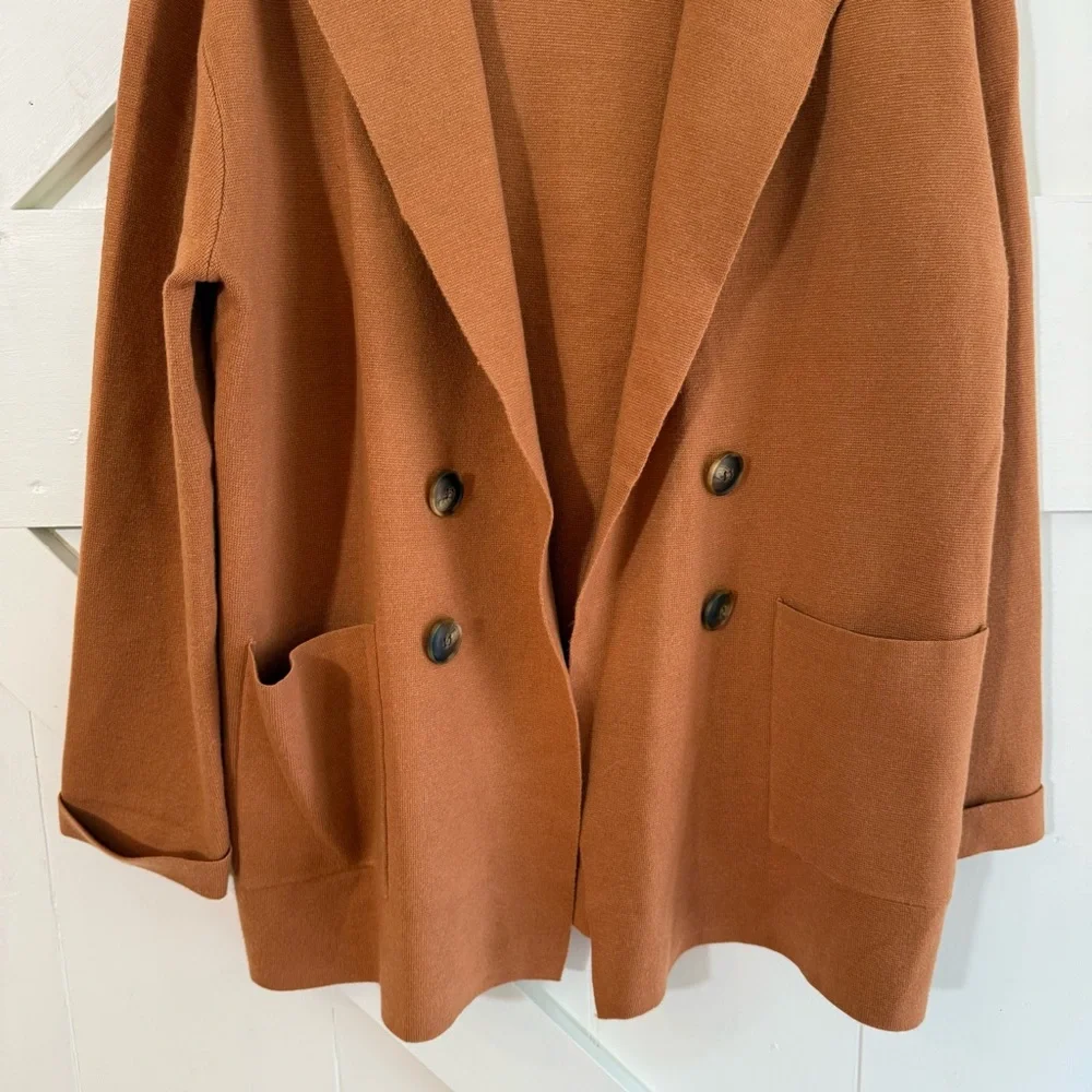 Becool Chic Brown Double-Breasted Soft Blazer Cardigan Size‎ M/L